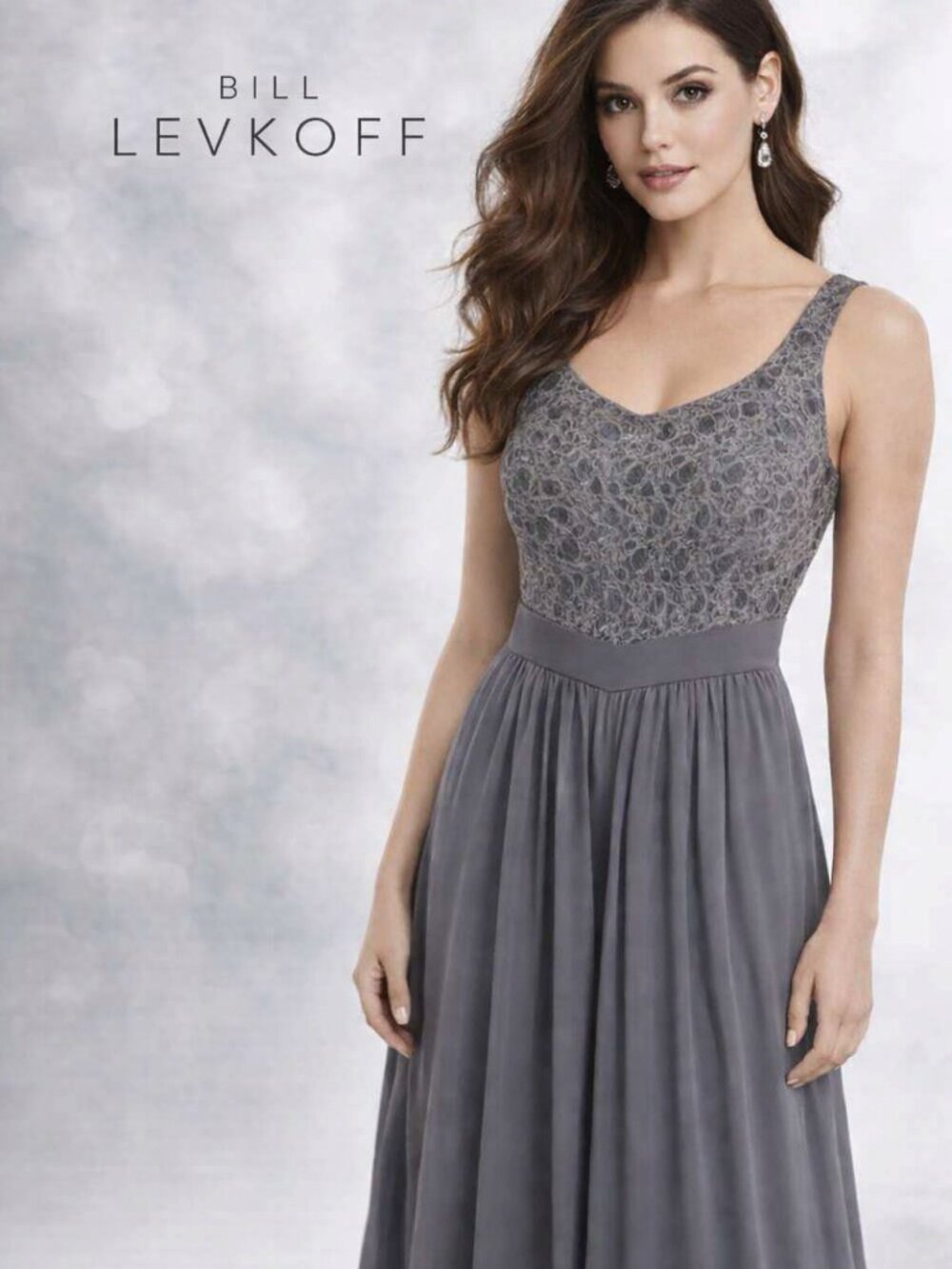 Bill Levkoff Sweetheart Bodice Illusion Lace Open Back Gown